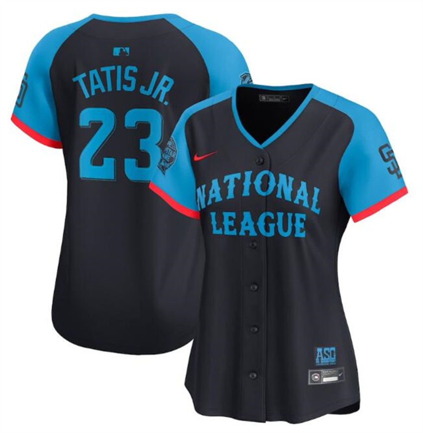 Women's Navy National League #23 Fernando Tatis Jr. 2024 All-Star Limited Stitched Baseball Jersey(Run Small)